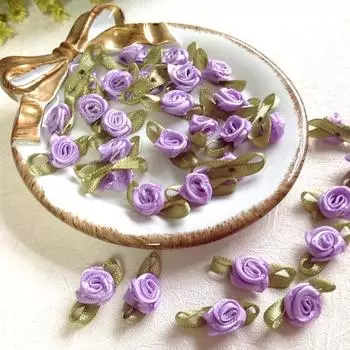 20 шт. мини-роз ручной работы, искусственные атласные ленты, розетки, аппликации из ткани для свадебного украшения, аксессуары для шитья фиолетовый