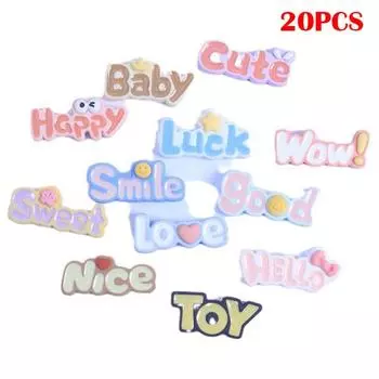 20pcs NEW Letter Plaques Resin Slime Charms Cream Gel Bottle Sticker Phone Case Decor Cute Hair Clip Headband Making Kids Toy