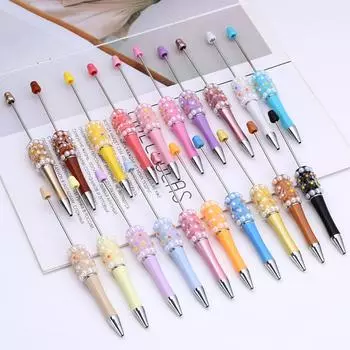 20Pcs Newest Colour Ballpoint Pens Flower Pearl Beaded Pen DIY Gift for Student Office Supplies