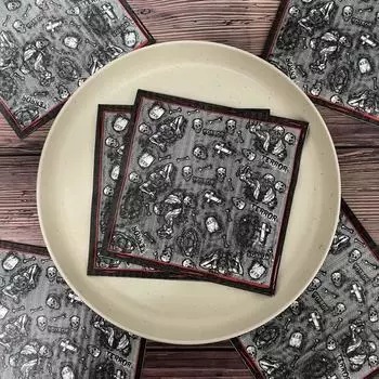 20 шт./упак. 2-слойные салфетки для вечеринки в честь Хэллоуина, одноразовые темные маленькие черепа, бумажные салфетки для декора, бабочки, косточки, бумага Bart