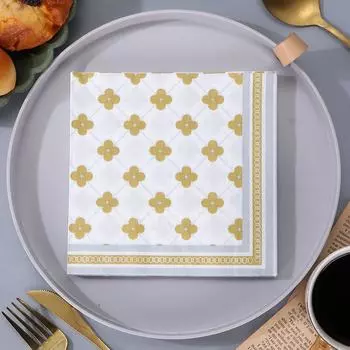 20Pcs/pack Disposable Gold Silver Edge Printed Napkins Restaurants Table Dinner Tissues Party Decoration Supplies 20pcs