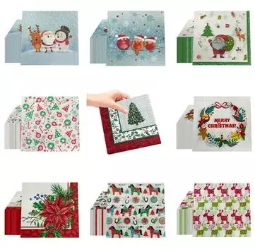20pcs/pack Disposable Napkins Paper Santa Claus Snowman Merry Christmas Party Decoration Home Tableware Supplies 20pcs