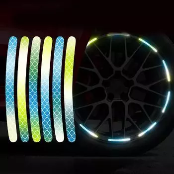 20Pcs Rainbow Car Wheel Reflective Sticker Personalized Motorcycle Electric Bicycle Colorful Anti Night Light Decorative Sticker