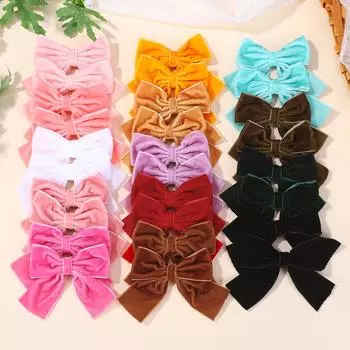 20Pcs Random Color Flower Embroidery Bows Hair Clips for Kids Girls Sweet Cotton Hollow Bowknot Hairpins Baby Hair Accessories