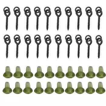 20Pcs Rig Карп с кольцом останавливается приманка 20Pcs Boilie Рыбалка Винт Аксессуары Kit зелёный
