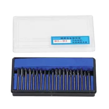 20pcs Rotary Burr Set 3mm Shank Tungsten Steel for Woodworking Carving Polishing Grinding
