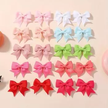 20pcs/set 1.9 Cute Solid Ribbon Bowknot Hair Clips for Baby Girls Handmade Bows Hairpin Barrette Headwear Kid Hair Accessories