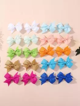 20pcs/set 2.2 Grosgrain Ribbon Hair Bows Clips for Baby Girls Cute Candy Color Hairpin Barrettes Headwear Kid Hair Accessories