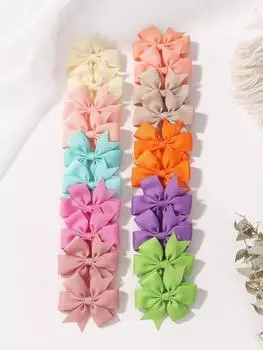 20Pcs/set 2.5inch Solid Color Ribbon Hair Clip for Kids Girls Cheers Bow Pinwheel Toddler Hairpins Headwear Hair Accessories