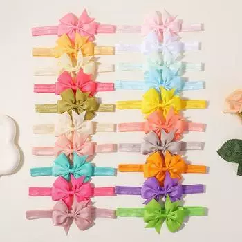 20pcs/set 6.1 Grosgrain Ribbon Hair Bows Headbands for Baby Girls Elastic Hair Band Newborn Toddler Photo Props Accessories