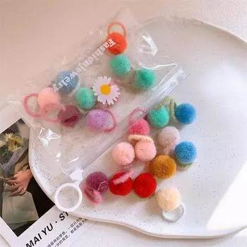 20pcs/set baby small Pompoms hair tie elastic hair rubber bands for girls ball hair rope kids mini scrunchies child headdress