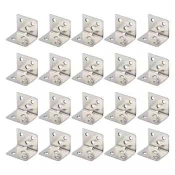 20Pcs/set Stainless Steel L Shaped Corner Braces Heavy Duty Joint Connector Right Angle Shelf Support Bracket for Wood B
