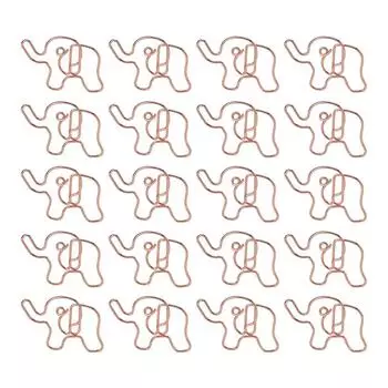 20 шт. скрепок в форме слона, золотые гальванические железные офисные зажимы для документов