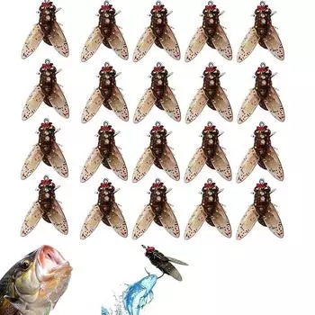 20PCS Simulated Flies Bionic Fly Fishing Bait Sharpened Hook Trout Jigs Swimbaits Saltwater 1.2cm/0.47in коричневый
