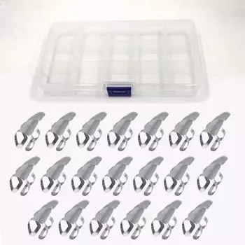 20Pcs Stainless Steel Finger Picks Open Design with Box for Guitar Banjo Dobro