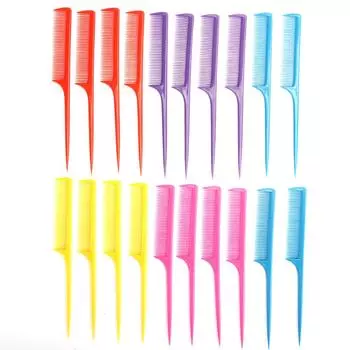 20pcs Tail Comb Heat Resistant Anti-Static Comb Hairdressing Hair Styling Tool(Flat Teeth )