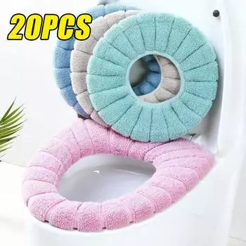 20 шт. подушка для сиденья унитаза, зимняя, утолщенная, плюшевая, подушка для сиденья унитаза, подогреватель сиденья унитаза, чехол для сиденья унитаза