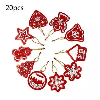 20Pieces Christmas DIY Artificials Diamond Drawing Gift Tags Resin Painting Handicrafts Card Winter DIY Diamond
