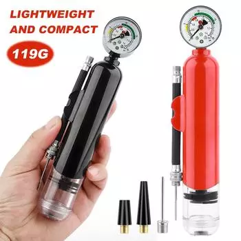 - 20PSI Ручной насос для шин с манометром Велосипедный насос для шин Спортивные принадлежности чёрный