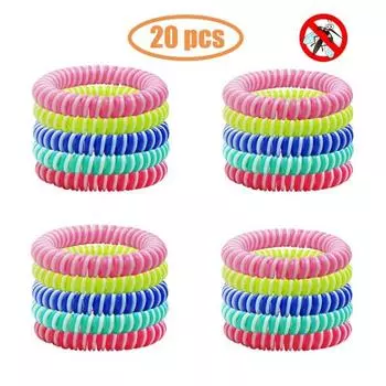 20шт Анти-Москито репеллент Браслеты Многоцветные браслеты По борьбе с вредителями Браслеты Защита от насекомых Кемпинг На открытом воздухе Взрослые Дети