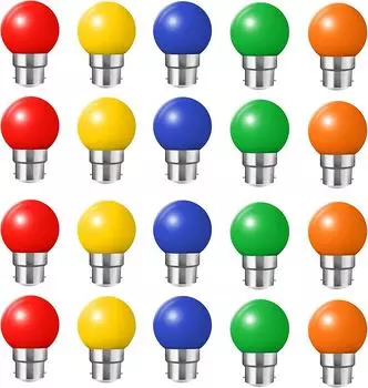 20шт B22 2w цветные светодиодные байонетные лампы (20 Вт эквивалент)