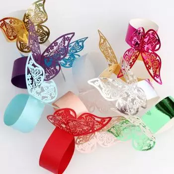 20шт бабочка кольцо для салфеток держатель для бумаги свадебный банкет ужин украшение стола фиолетовый