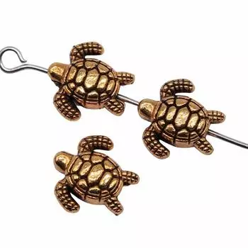 20шт бусины черепаха с маленьким отверстием бусины античное золото цвет цинковый сплав 10х10мм