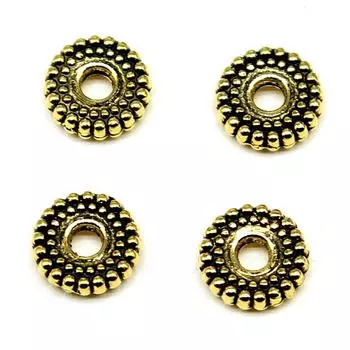 20шт Бусины-разделители Цвета Античное Золото Цинковый Сплав 7X7X2мм