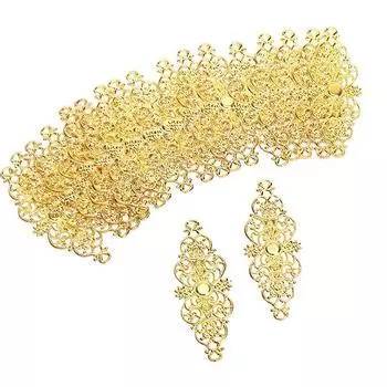 20шт филигранная цветочная обертка с соединителем, поделки, украшения, фурнитура, ювелирные изделия золотой