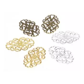 20шт филигранные цветочные обертывания разъемы ремесла украшения Diy фурнитура ювелирные изделия серебряный