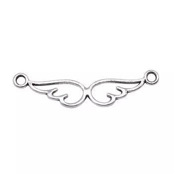 20шт Крылья Ангела Разъем Подвески Подвески Античное Серебро Цвет Цинковый Сплав 28X5mm