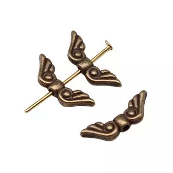20шт Крыло Ангела Бусины с Маленьким Отверстием Бусины Античная Бронза Цвет Цинковый Сплав 16X5мм