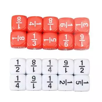 20шт. кубики с дробными числами, развивающие интеллект, кубики с дробями для настольных игр, математические игры 10 Re