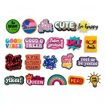 20шт мотивационные фразы серии ПВХ подвески для обуви для украшения обуви 20pcs