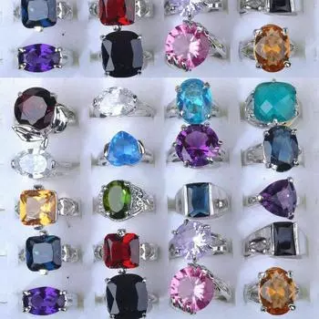 20 колец в наборе с многоцветными камнями - кристаллами