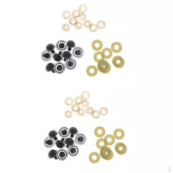 20шт Пластиковая безопасная игрушка Нетканые материалы с блестками + шайба 18мм Золотая