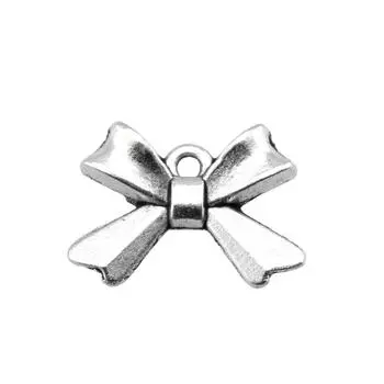20шт. Подвески-банты, античное серебро, цвет цинкового сплава, 10х14 мм.