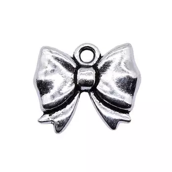 20шт. Подвески-банты, античное серебро, цвет цинкового сплава, 12х15 мм.
