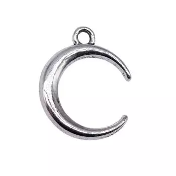 20шт. Подвески с луной, античное серебро, цвет цинкового сплава, 20х16 мм.