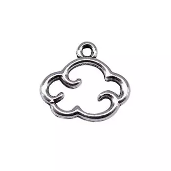 20шт. Подвески в виде полых облаков, античное серебро, цвет цинкового сплава, 15х13 мм.