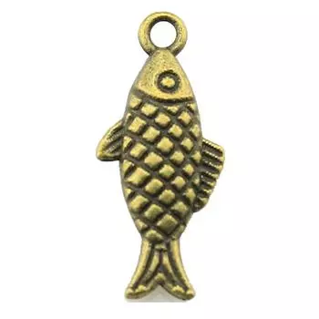20шт подвески в виде рыбы античная бронза цвет цинковый сплав 20х8мм