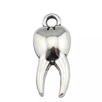 20шт подвески в виде зубов античное серебро цвет цинковый сплав 20х8мм