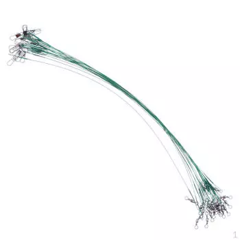 20шт поводок для лески из стальной проволоки с карабином 30см - зеленый