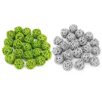 20шт шарики из ротанга для сада, свадьбы, рождественского украшения Green