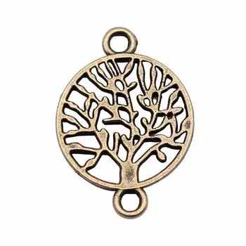 20шт Соединитель Древа Жизни Подвески Подвески Античная Бронза Цвет Цинковый Сплав 23X16mm