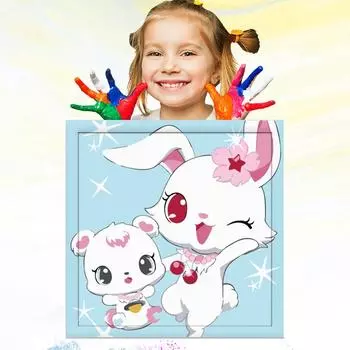 20x20 см Детский рисунок Детская живопись Обучение хобби Развитие Ручная роспись маслом по номерам для детей 20x20cm no Frame