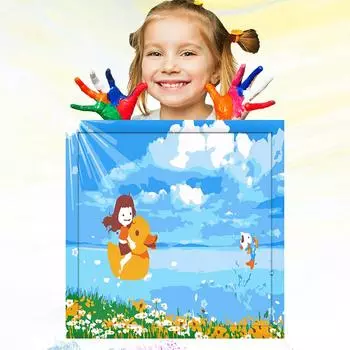 20x20 см картина маслом по номерам для детей Детский рисунок Дети Обучение рисованию хобби развитие ручная роспись 20x20cm no Frame