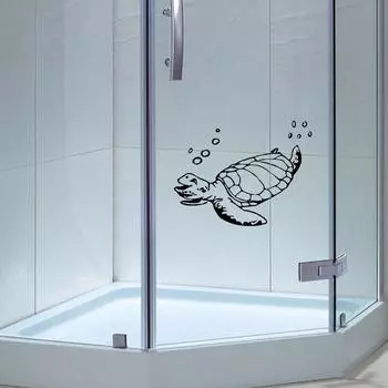 20x26 см улыбающаяся черепаха ванная комната душ стекло наклейка украшение дома комната стикер на стену G2 чёрный