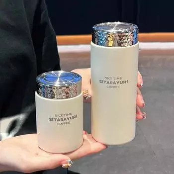 210 мл/420 мл модная мини-двойная термос из нержавеющей стали с блестящей крышкой портативный карманный термос для кофе и чая кружка-стакан 210-420ml