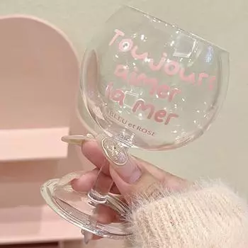 210 мл 7 унций Короткие ножки милые девушки розовые французские буквы винтажные красные бокалы для вина термостойкие кофейные чашки стаканы бокал 1 шт 201-300ml